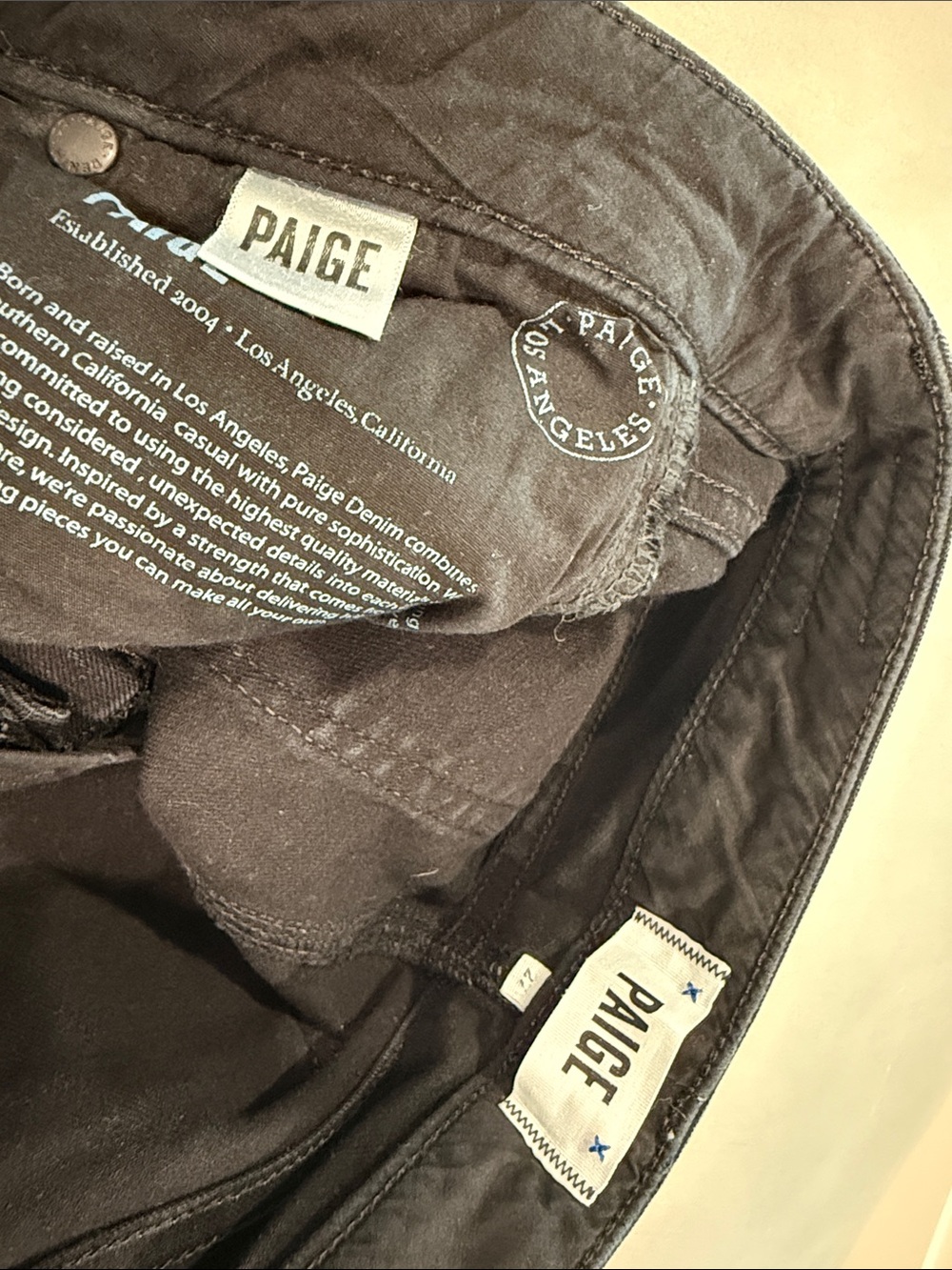 PAIGE women’s skyline, skinny black jeans, size 27